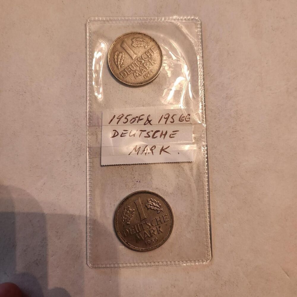 LOT OF TWO
German 1 Deutsche Mark.
- 1956 G...